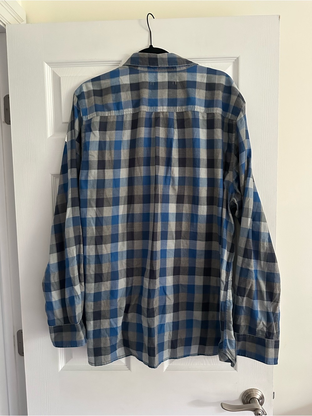 Size XXL The North Face Men’s Long Sleeve Plaid Button-Up Shirt Blue Grey - Picture 4 of 7